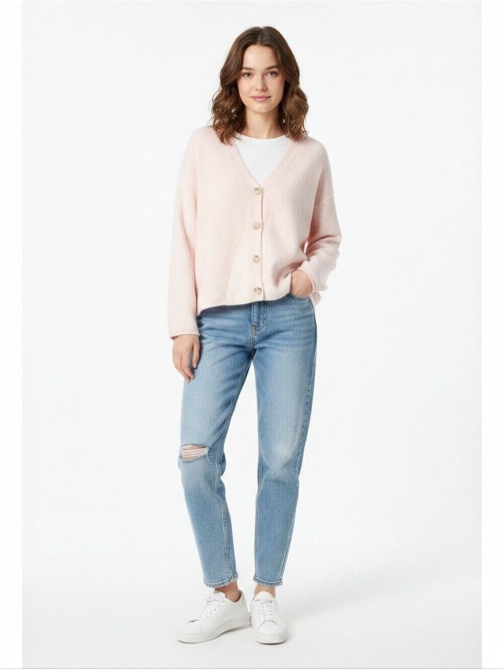 Member's Mark Cardigan Sweater V-Neck Button Down Light Pink Size M
